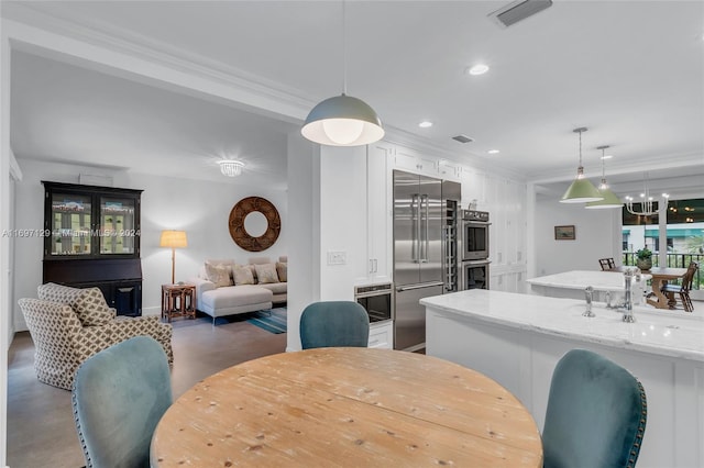 dining room with crown molding