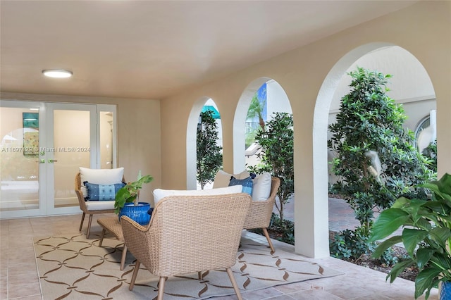 view of patio featuring french doors