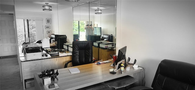 office area featuring ornamental molding