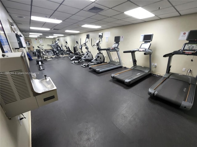 1201 S Ocean Dr Unit 304S, Hollywood, FL 33019 - workout area with a paneled ceiling