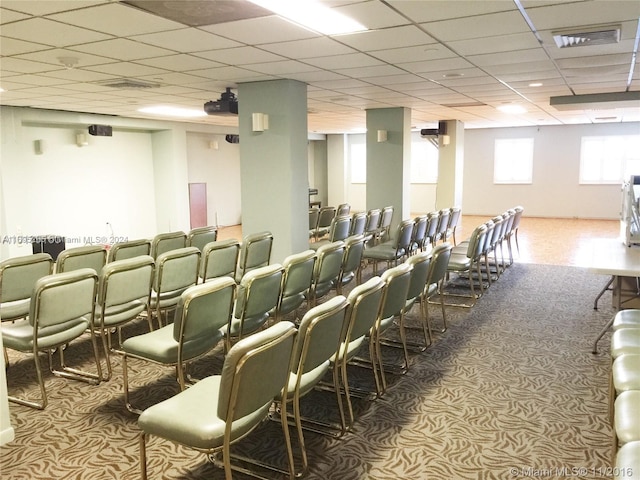 1201 S Ocean Dr Unit 304S, Hollywood, FL 33019 - home theater with carpet flooring and a paneled ceiling