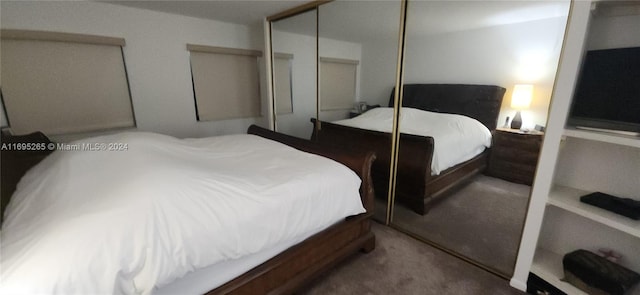 bedroom featuring carpet floors and a closet