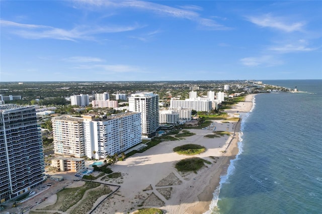 aerial view with a view of the beach and a water view