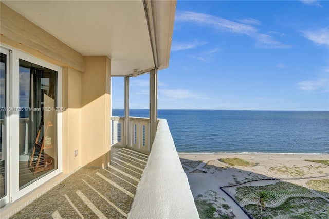 exterior space featuring a view of the beach