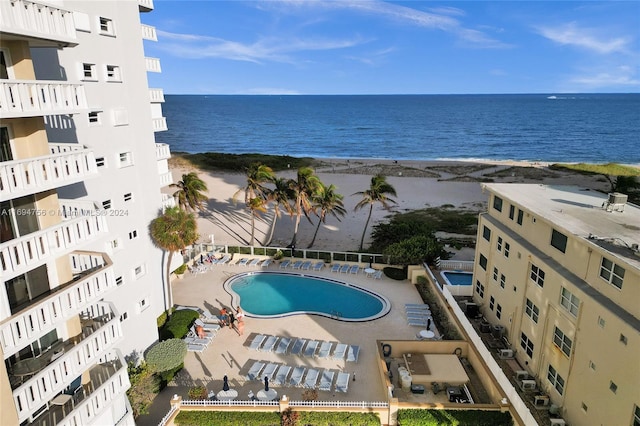 exterior space with a beach view