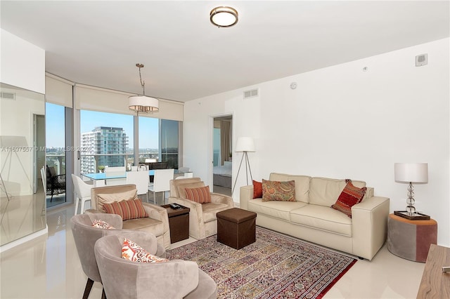 488 NE 18th St Unit 1700, Miami, FL 33132 - living area with tile patterned floors and a view of city