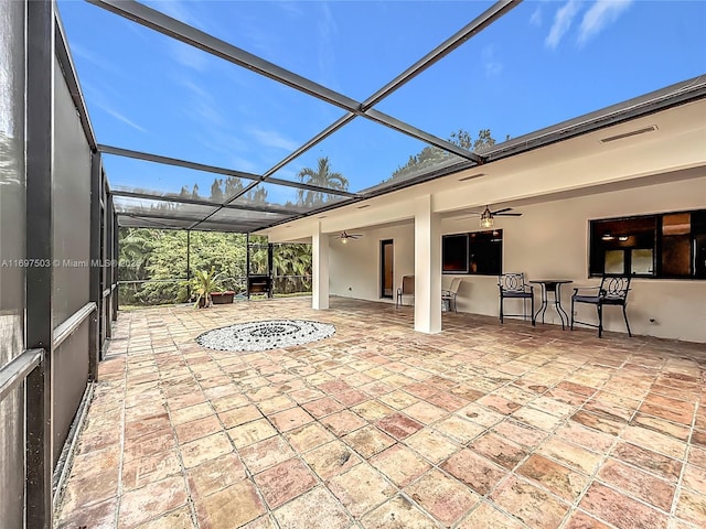 5210 SW 186th Ave, Southwest Ranches, FL 33332 - view of patio with ceiling fan and a lanai
