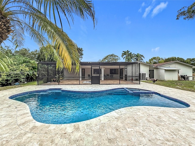 5210 SW 186th Ave, Southwest Ranches, FL 33332 - view of pool featuring a patio area, a lanai, and a pool with connected hot tub