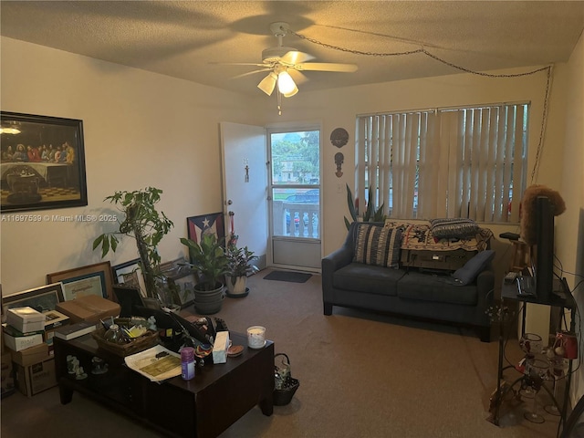 20320 NE 2nd Ave Unit 27, Miami Gardens, FL 33179 - carpeted living room with a ceiling fan