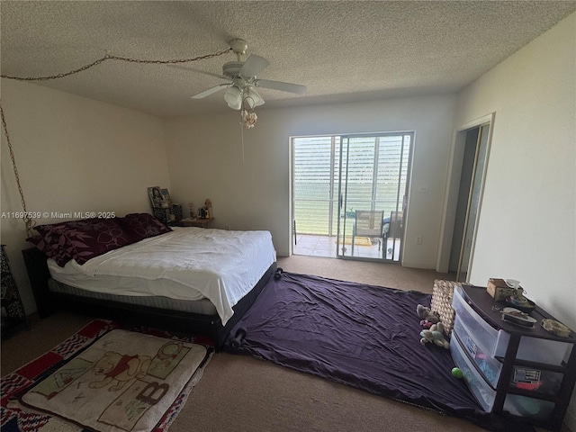 20320 NE 2nd Ave Unit 27, Miami Gardens, FL 33179 - carpeted bedroom with access to exterior, a ceiling fan, and a textured ceiling