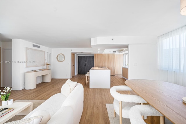 living room featuring light hardwood / wood-style flooring