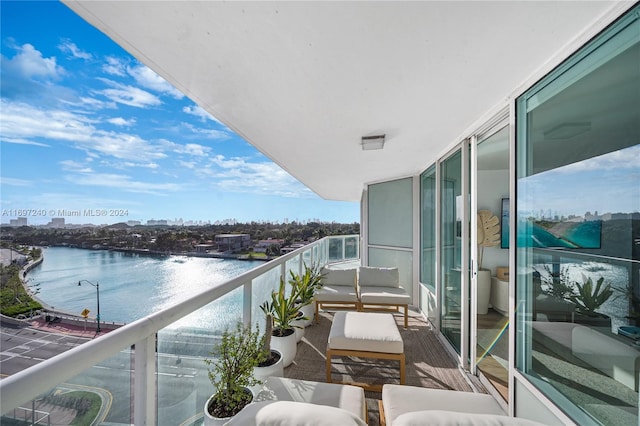 balcony with a water view