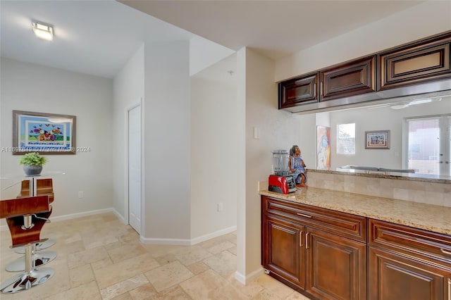 kitchen with light stone counters