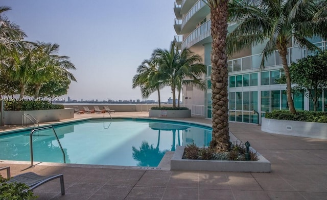 view of swimming pool with a patio