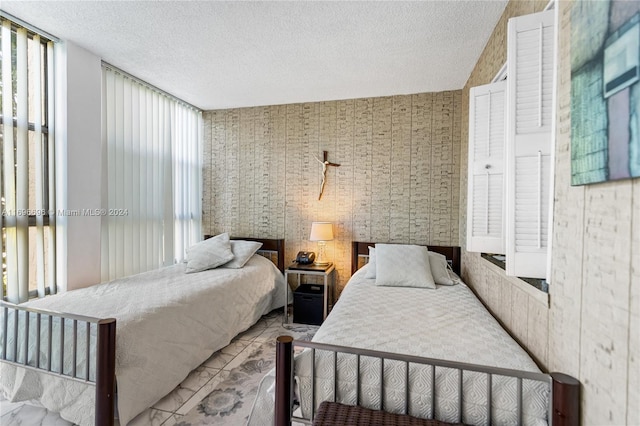 bedroom with a textured ceiling