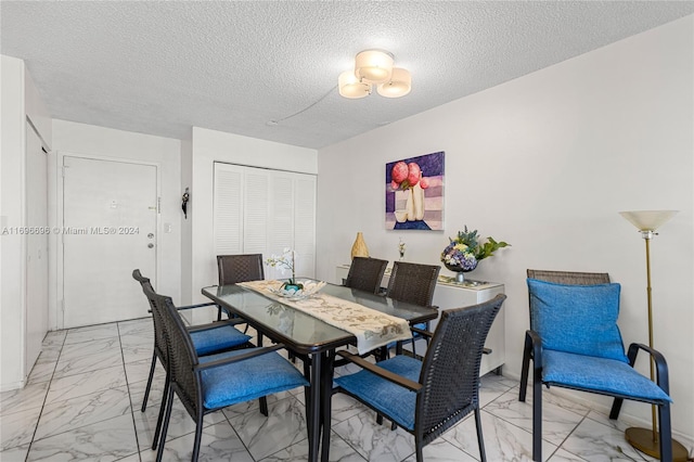 dining area featuring a textured ceiling