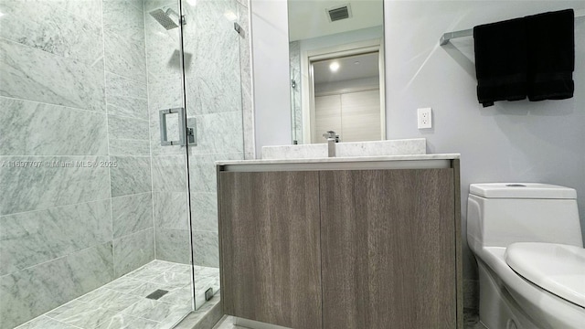 801 S Miami Ave Unit 3205/04, Miami, FL 33130 - full bath with a shower stall, visible vents, toilet, and vanity