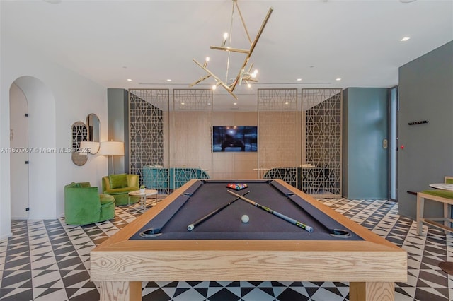801 S Miami Ave Unit 3205/04, Miami, FL 33130 - recreation room featuring billiards and recessed lighting