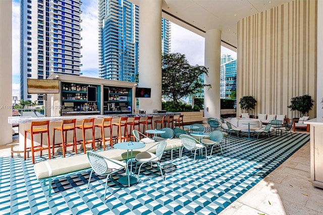 801 S Miami Ave Unit 3205/04, Miami, FL 33130 - view of patio / terrace featuring an outdoor living space and outdoor dry bar