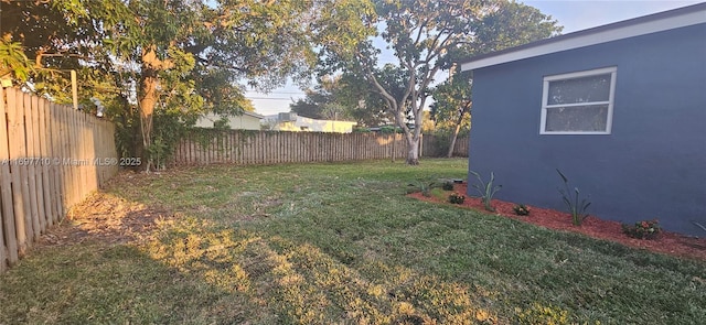 view of yard featuring a fenced backyard