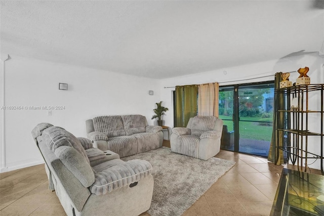 living room with light tile patterned floors