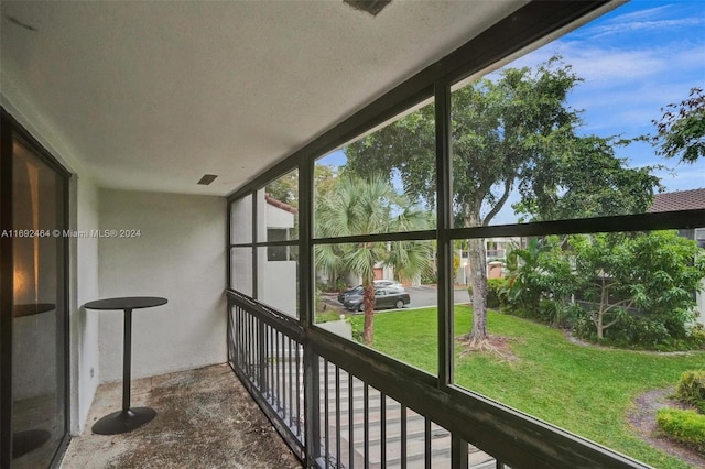 view of unfurnished sunroom