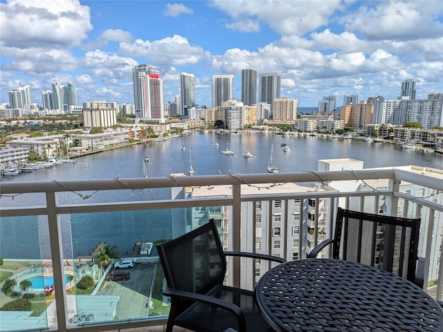 balcony with a water view