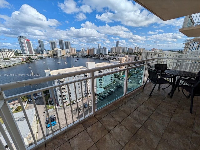 balcony with a water view