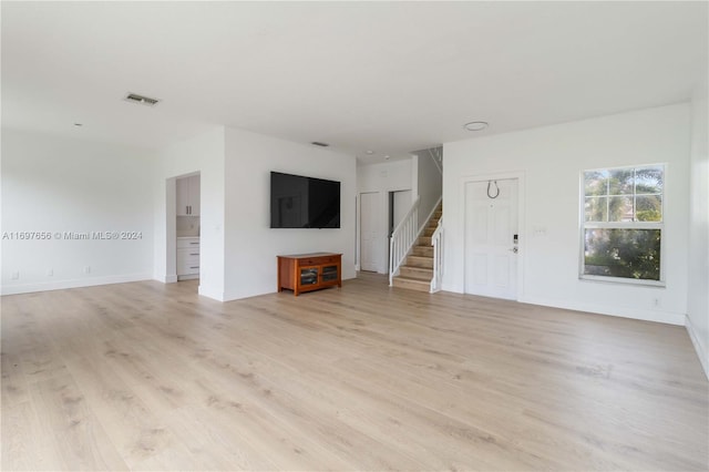 unfurnished living room featuring light hardwood / wood-style floors