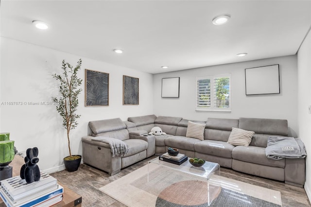 living room featuring hardwood / wood-style flooring