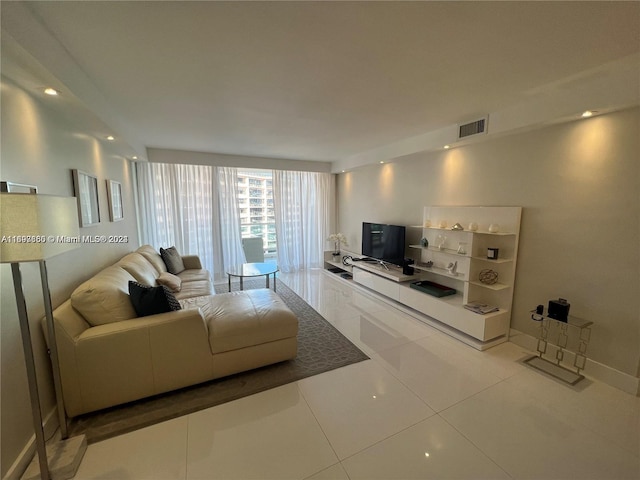 view of tiled living room