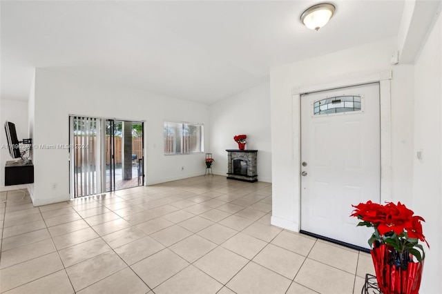 entryway featuring light tile patterned flooring