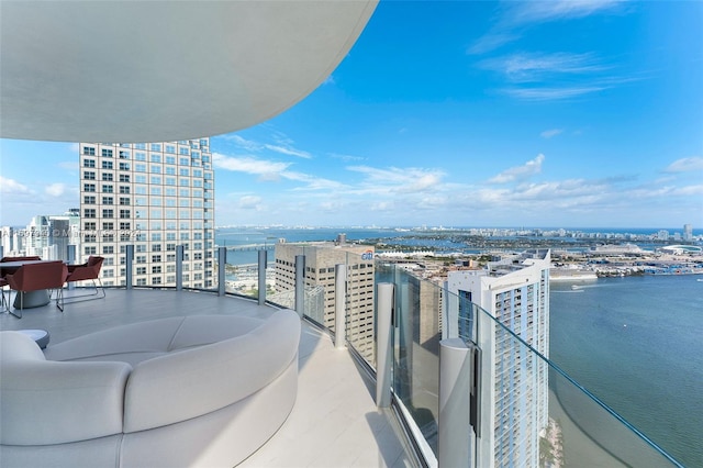 balcony with a water view