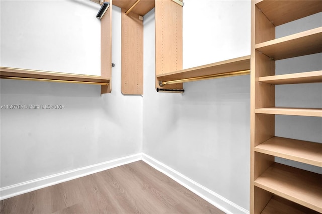 spacious closet with light hardwood / wood-style flooring