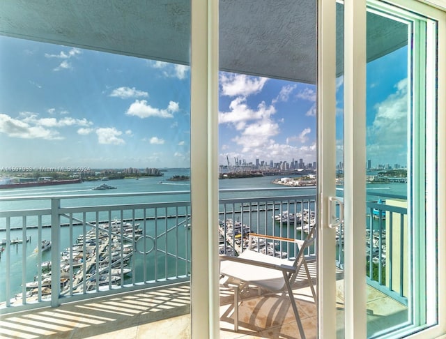 balcony with a water view