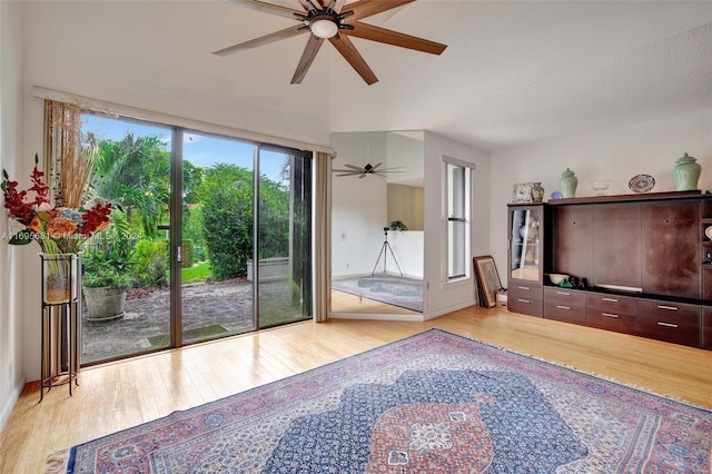 93 NE 17th Ct Unit 93, Fort Lauderdale, FL 33305 - living room featuring ceiling fan and light wood-type flooring