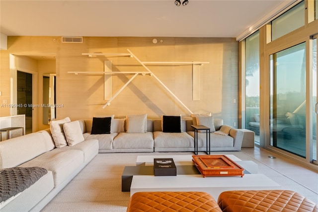 living room with hardwood / wood-style floors