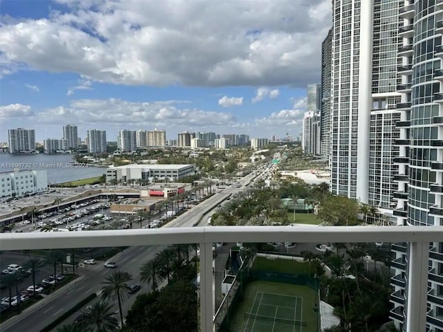 18001 Collins Ave Unit 1204, Sunny Isles Beach, FL 33160 - balcony featuring a skyline view and a water view