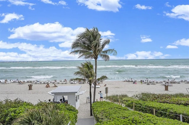 property view of water with a beach view