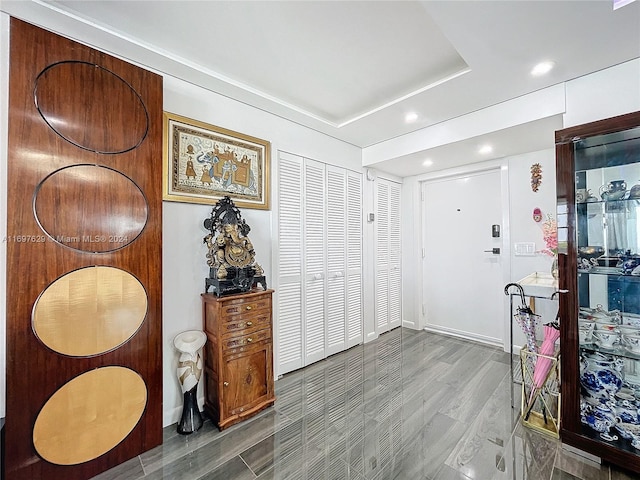 entryway featuring hardwood / wood-style flooring