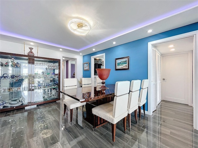 dining area featuring hardwood / wood-style flooring