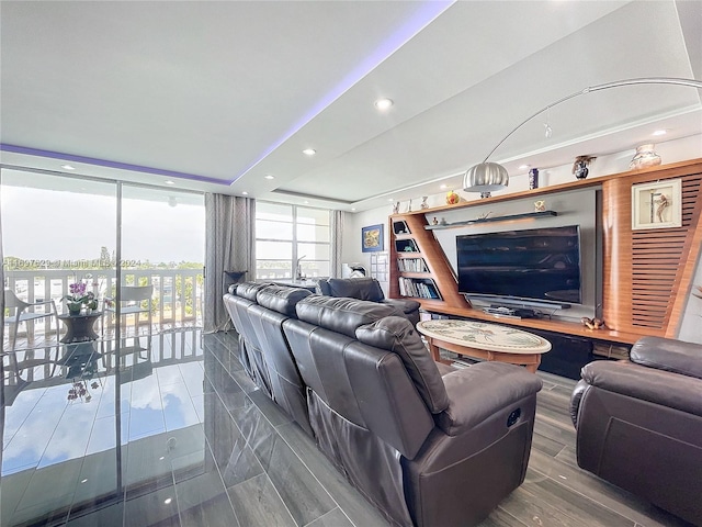 living room with expansive windows