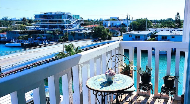 balcony with a water view