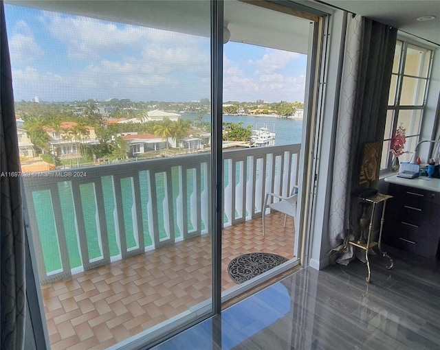 balcony with a water view