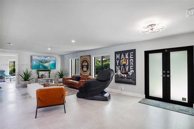 living room with french doors