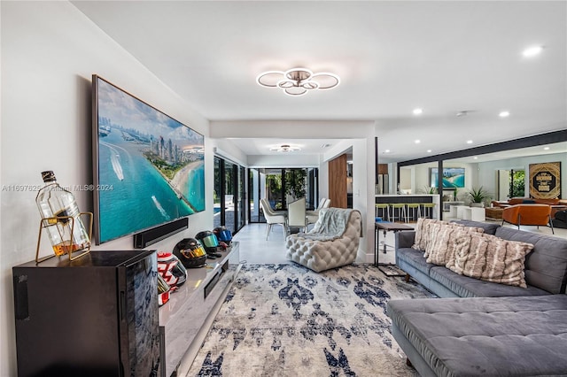 living room featuring a wealth of natural light