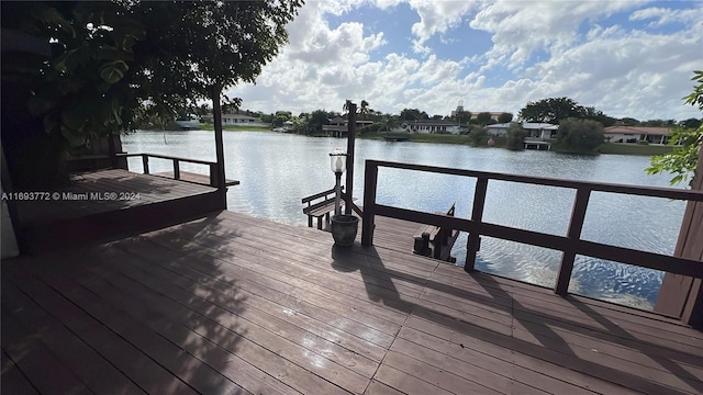 view of dock featuring a water view