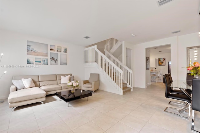 view of tiled living room