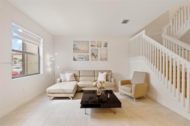 view of tiled living room