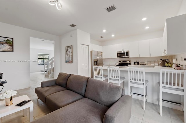 view of tiled living room